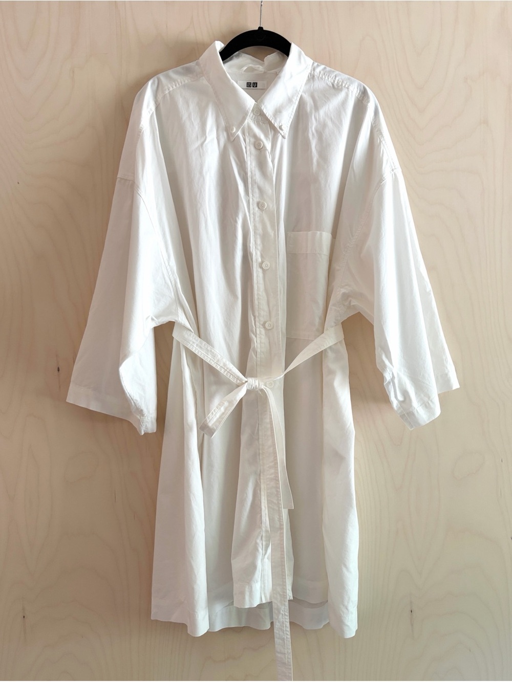Uniqlo U White Oversized Button-Up Shirt Dress with Tie Belt BNWT